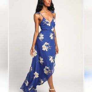 Lulu's Vibrant Blue Dress. Hi Low.